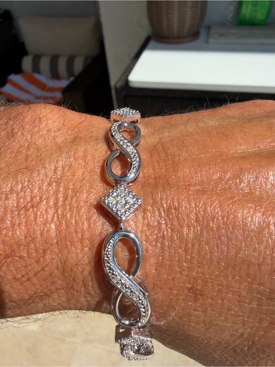 Jewelry - Sterling Silver Infinity and Square Natural Diamond Bracelet - Sterling Silver